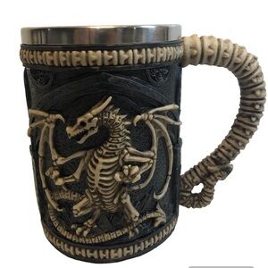 Pacific Giftwar Skeleton Dragon Skull Tankard Stein 16oz Stainless Steel Insert